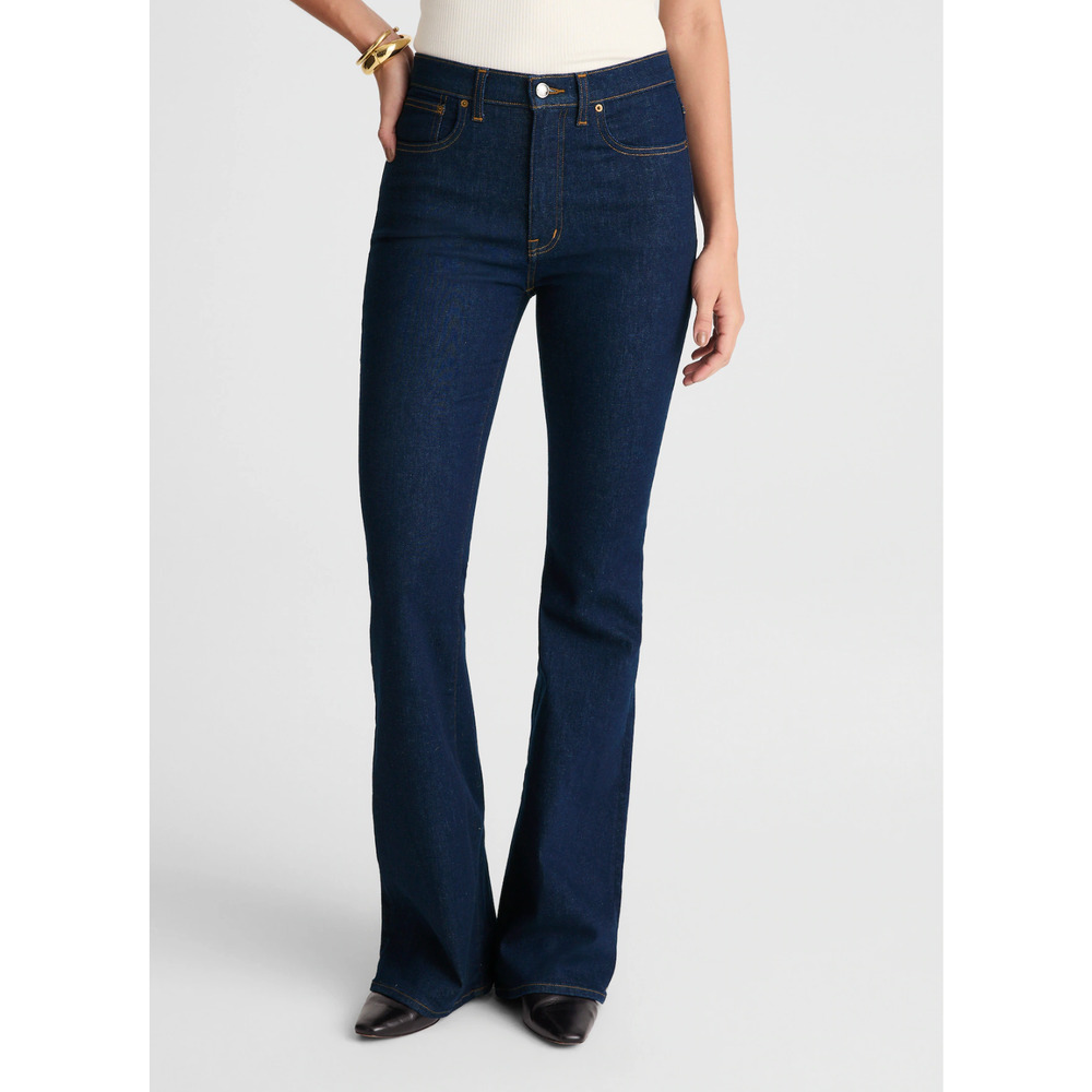 Madewell The Petite Stretch Flare Jean Rinse Wash Dark Blue High Rise US 25P NWT - Picture 2 of 12